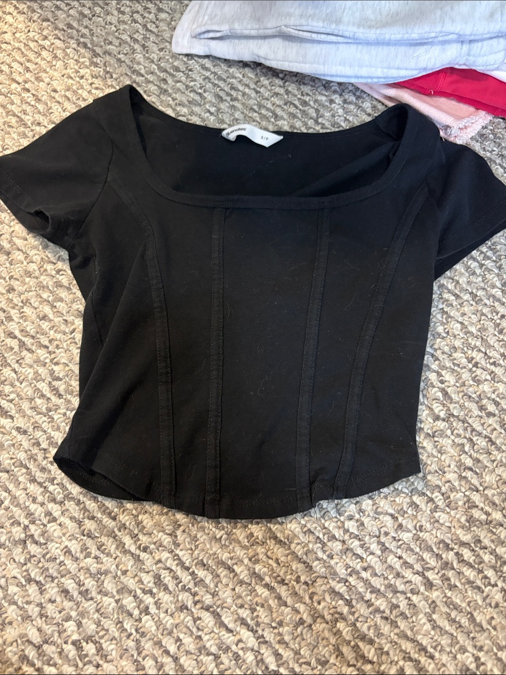 Bluenotes Black Short-Sleeve Scoop Crop Top